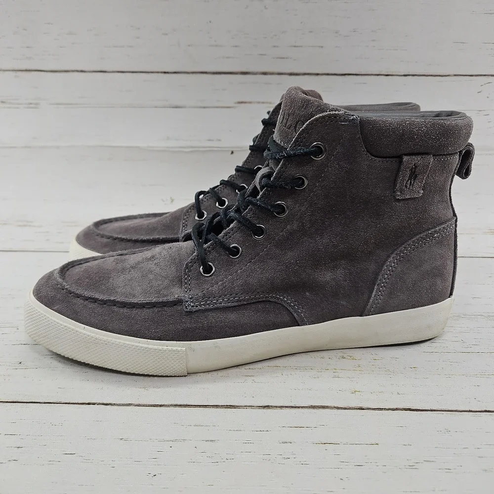 Polo Ralph Lauren Tedd Chukka Boots Mens 9.5 D Gray Leather Suede Hi Top Shoe‎